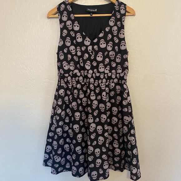 Sourpuss Dresses & Skirts - Sourpuss Dress Womens Size Medium Skulls Goth Punk Corp Goth Halloween Spooky